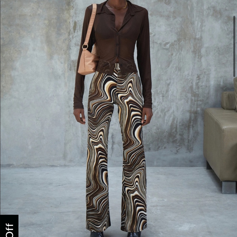 Motel Zoven Flare Pants in 70s Ripple! Never worn!